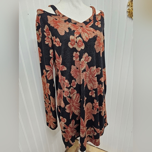 Floral Black and Brown Women's Dress MTS M - Picture 2 of 4